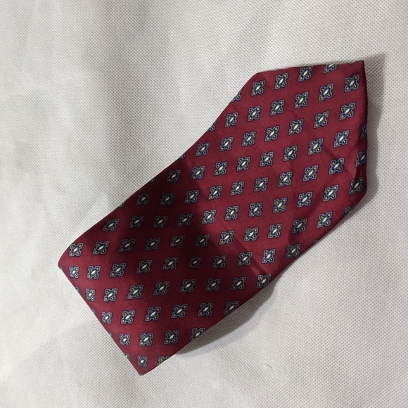 Vintage Monsieur Givenchy Maroon Patterned Silk Neck Tie - Picture 7 of 7